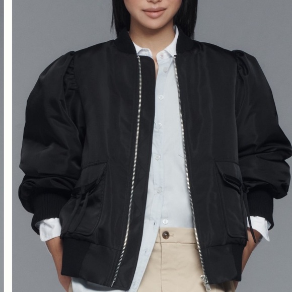NWT Anthropologie Avec Les Filles Black Women's Bomber Jacket - Picture 15 of 16